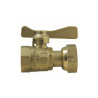 Straight water meter ball valve, Female, brass asymmetric handle
