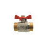 Male/Male ball valve, red butterfly handle